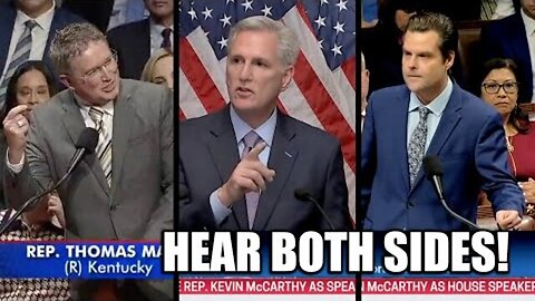 HEAR MATT GAETZ & THOMAS MASSIE DISAGREE ON KEVIN MCCARTHY GETTING VOTED OUT OF HOUSE SPEAKER