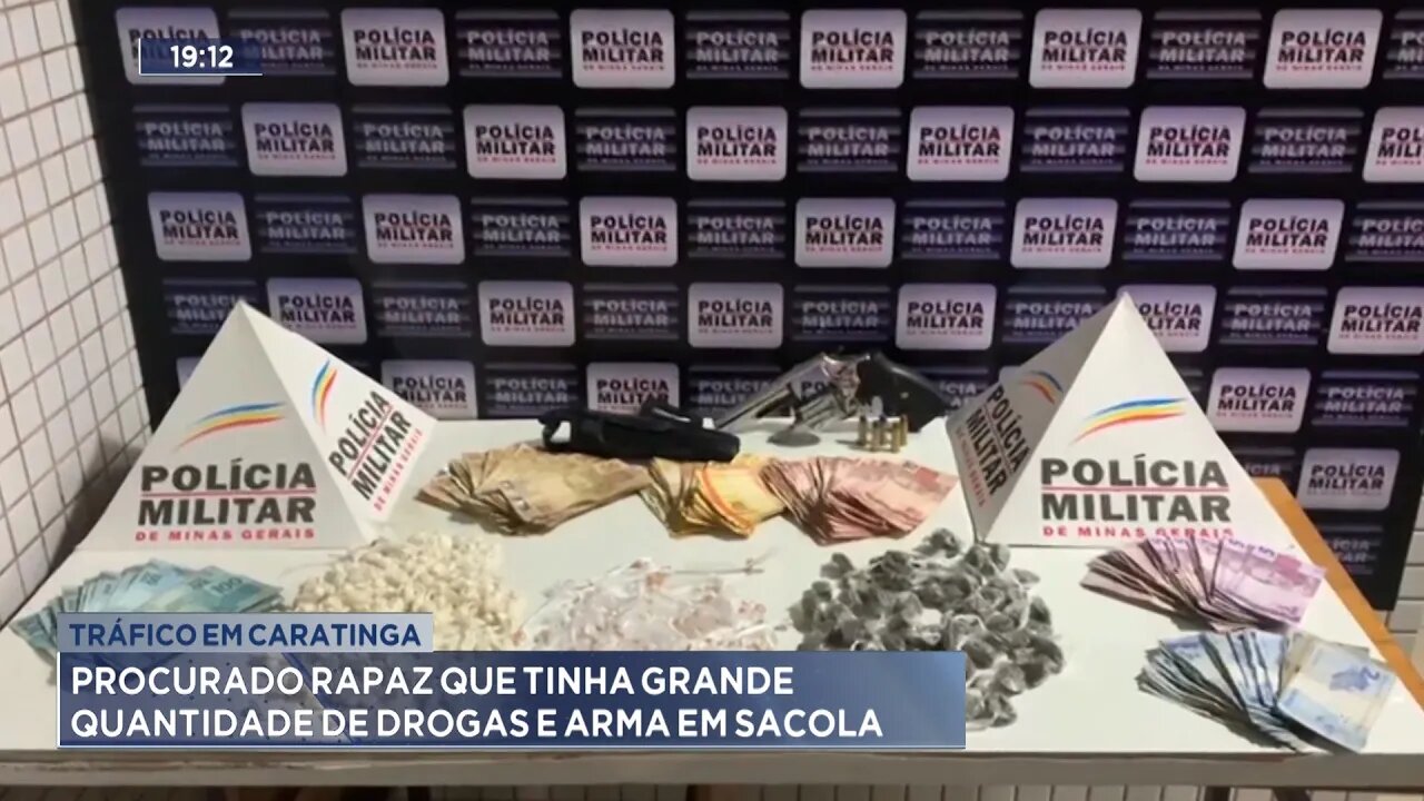 Tráfico em Caratinga: Procurado Rapaz que tinha grande quantidade de Drogas e Arma em sacola.