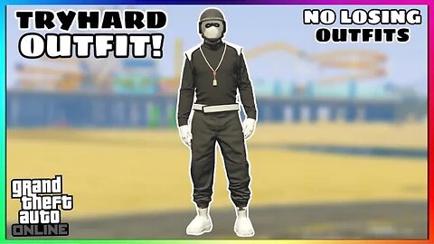 Easy Black Joggers White Racing Belt Tryhard Modded Outfit (No Transfer) (GTA Online)