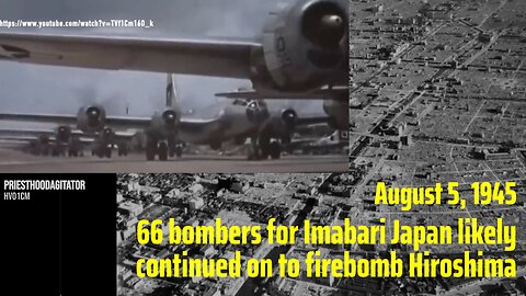 The 66 bombers sent to Imabari on August 5 1945 most likely firebombed Hiroshima (similar to tokyo)