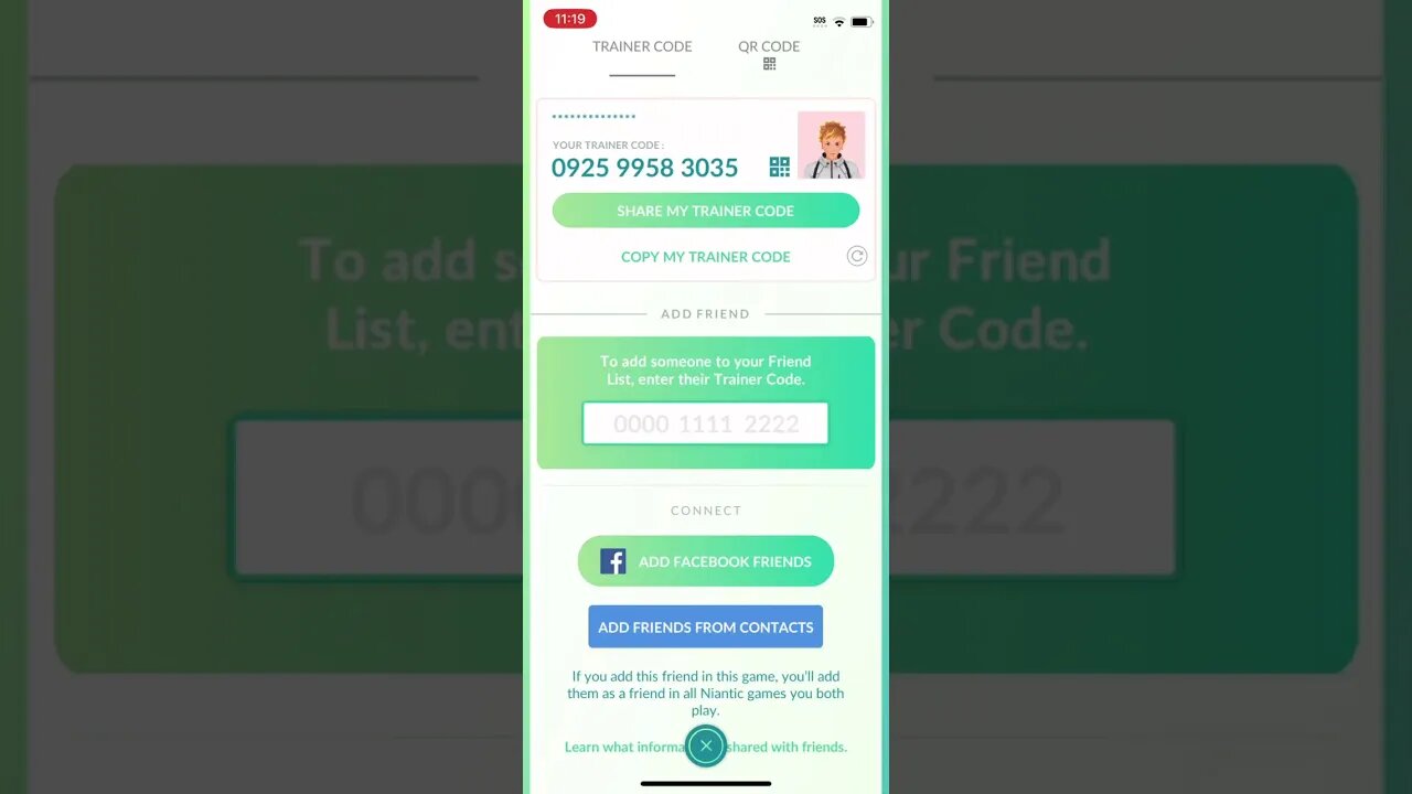 My Pokémon Go trainer code