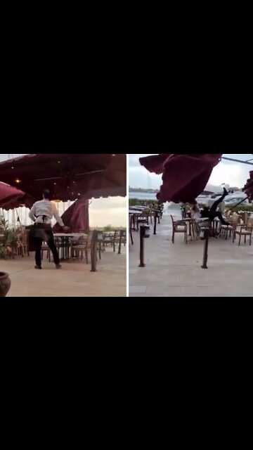 Extremely strong winds wreak havoc in Croatian restaurant
