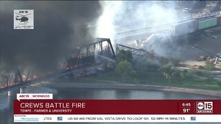 Train fire, derailment in Tempe