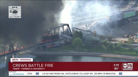 Train fire, derailment in Tempe