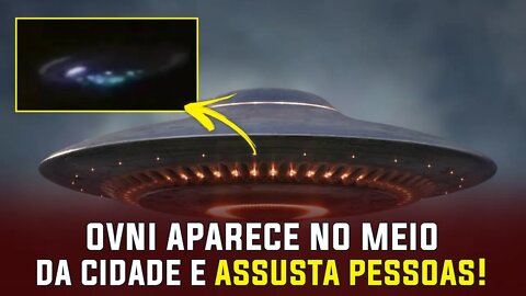 OVNI aparece no meio da cidade e chama atenção das pessoas - Disco voador - UFO OVNIs