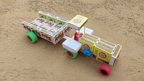 How to Make a Tractor with Cargo Trolley | Matchbox Tractor for Cultivation | DC Motor and Battery |
