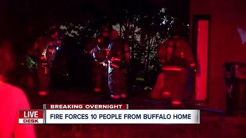 Ten people forced from Buffalo home after fire