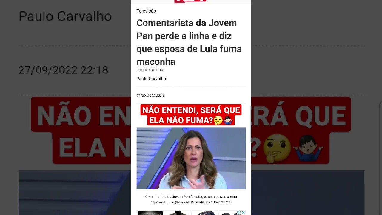 Pietra Bertolazzi diz que esposa de Lula FUMA um e a Internet reage. Janja Jovem Pan Eleições