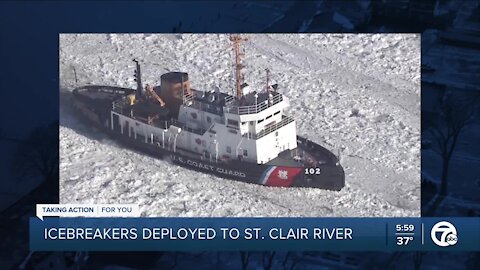 Ice in St. Clair River causing major flooding issues; Coast Guard works to break it up