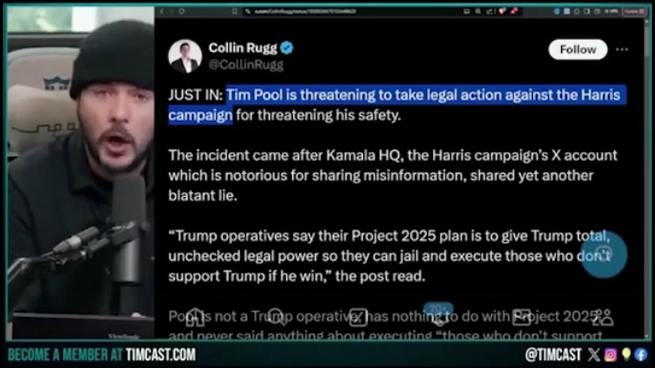 Tim Pool Announces LAWSUIT Against Kamala Campaign | ‘This is DEFAMATION-They Will Pay’