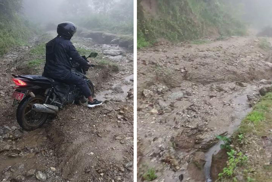 Hill side road condition in nepal