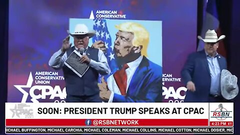 LIVE: President TRUMP ART AUCTION *$35,000 Picture, 15,000 Hat* CPAC Dallas, TX 7/11/2021