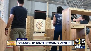 Sneak peek: Ax-throwing venue and bar prepares to open in downtown Phoenix