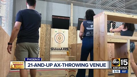 Sneak peek: Ax-throwing venue and bar prepares to open in downtown Phoenix