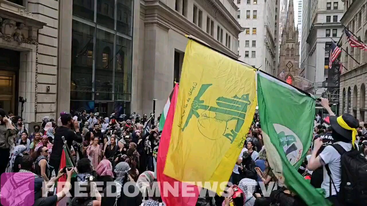 Hamas & Hezbollah flags flying freely in NY. 2 Terror Organizations! Good luck with Islam America...