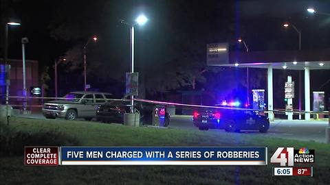 Five men charged in series of robberies