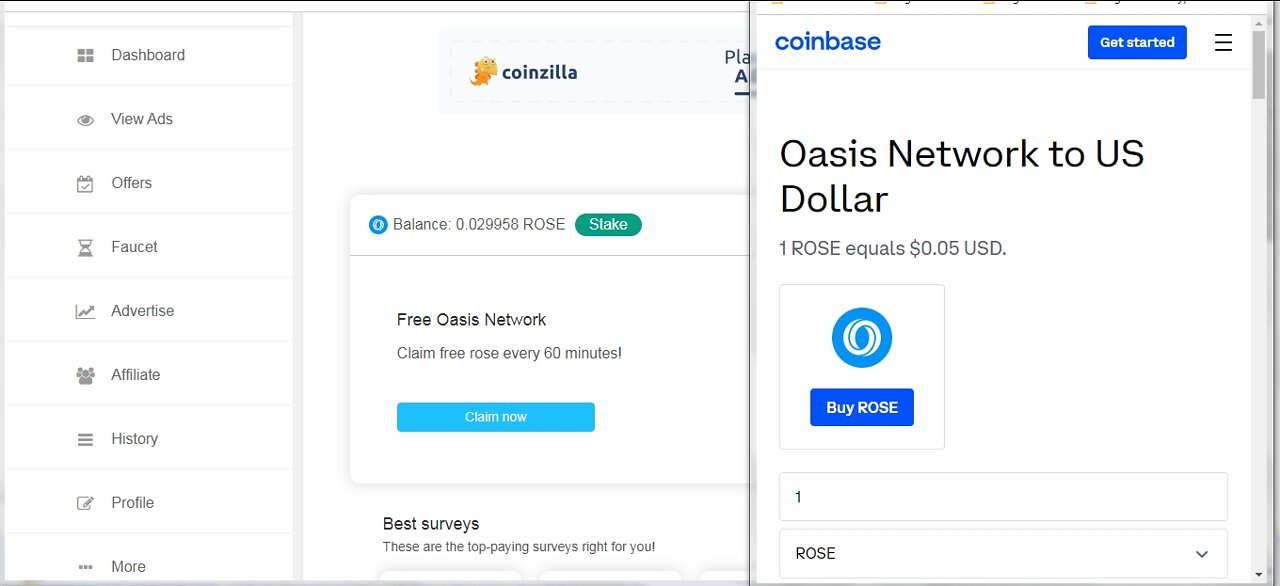 How To Earn Free 15291 Oasis Network ROSE Cryptocurrency At Coinpayu Every 60 minutes With Proof