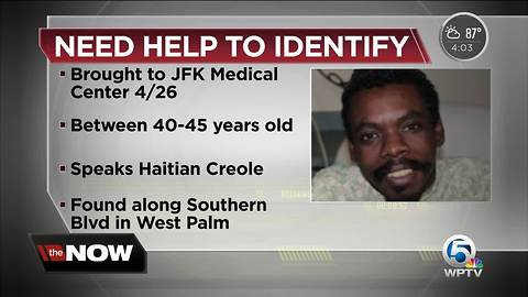 Atlantis police are trying to identify a man brought to JFK Medical Center