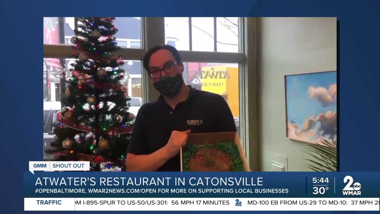 Atwater's in Catonsville says "We're Open Baltimore!"
