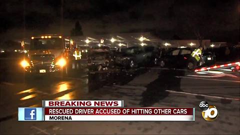 Rescued driver accused of hitting other cars