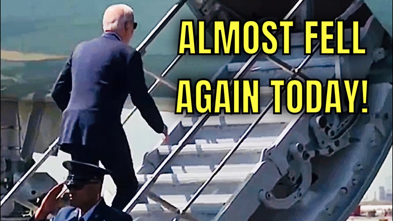 Clumsy Joe just STUMBLED on the Short Stairs of Air Force One Today!