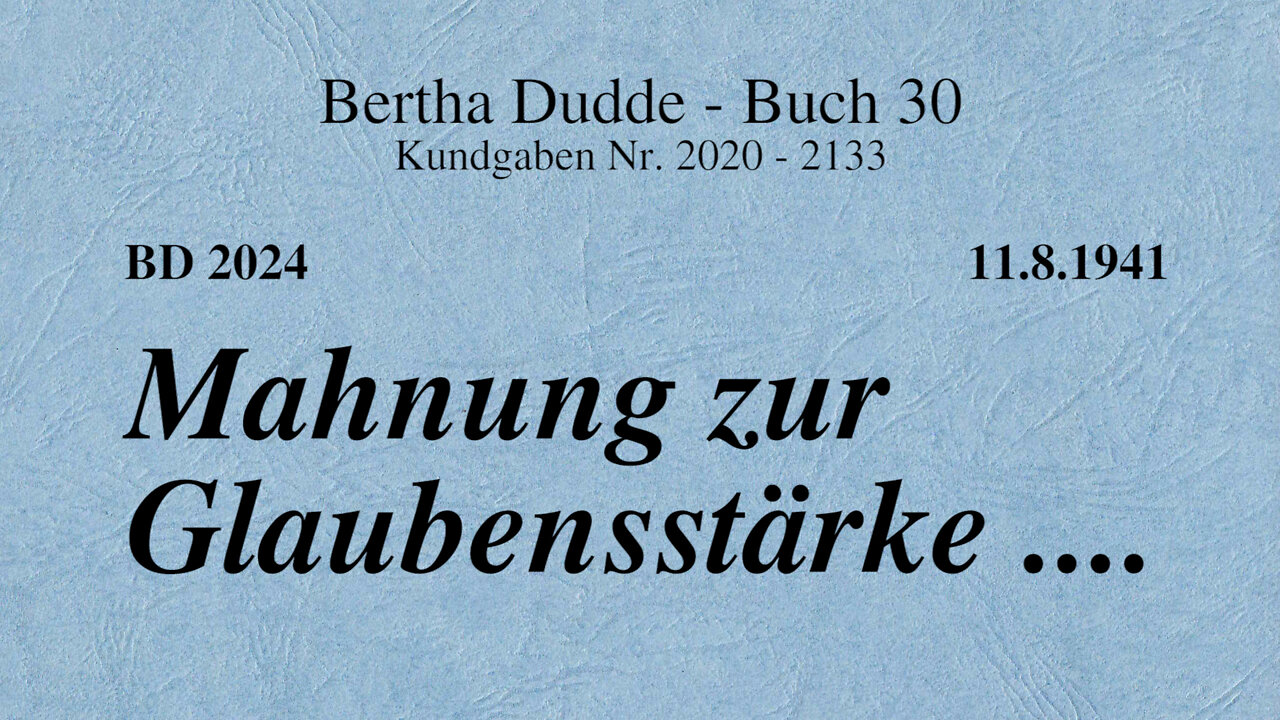 BD 2024 - MAHNUNG ZUR GLAUBENSSTÄRKE ....