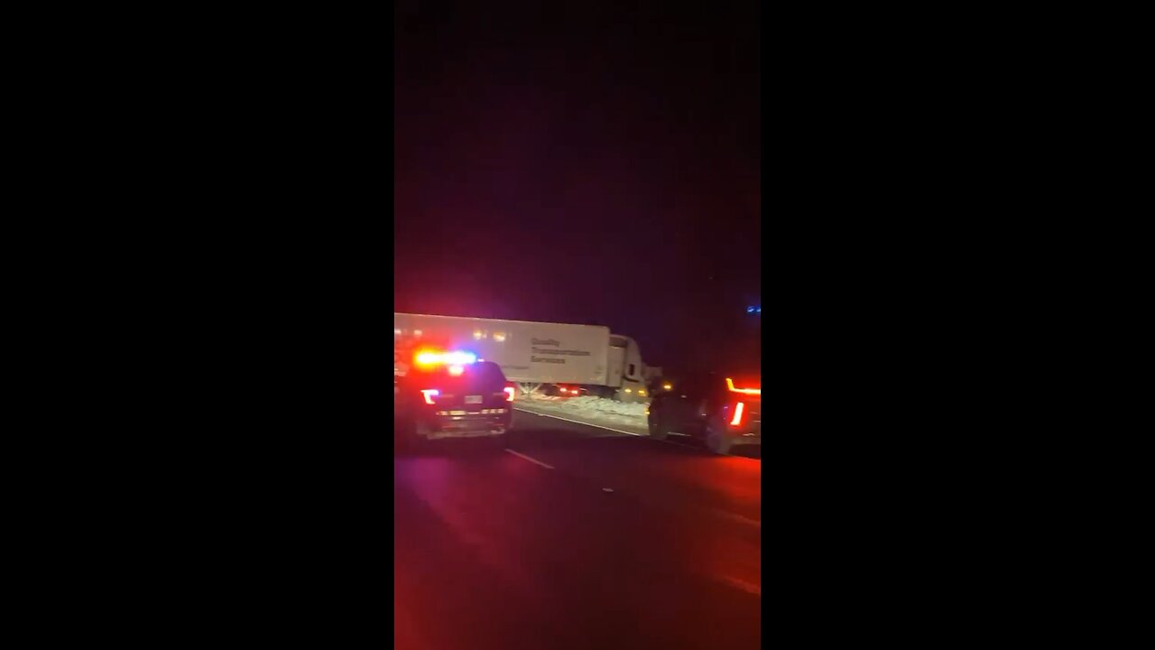 Truck Jackknifes on highway