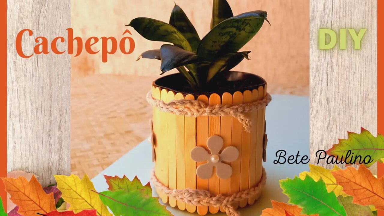 CACHEPÔ DE GARRAFA PET E PALITOS! DIY! FAÇA VOCÊ MESMO!