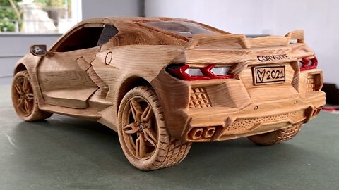 Wood Carving - 2020 Chevrolet Corvette C8 - Woodworking Art