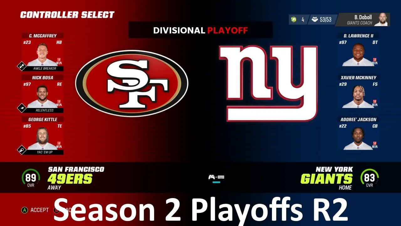 Madden Nfl 23 49ers Vs Giants Simulation Franchise S2 Playoffs R2