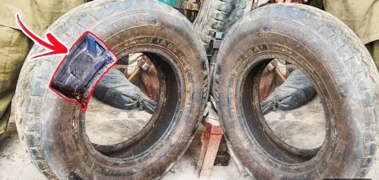 Big Tire Cutting __ Old Used Tyres Easily Cutting in Manually Local Shop