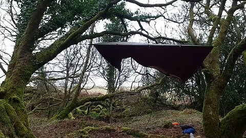 setting up the camera to film untangling the guy ropes. Dartmoor 22nd March 2023