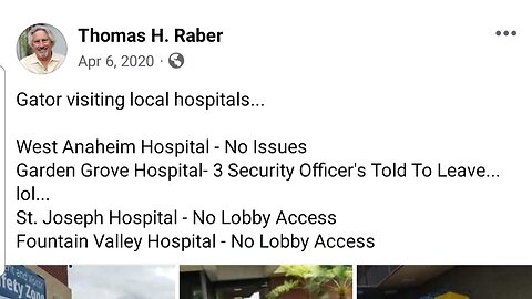 Reflection Of April 6, 2020 Visting 5 SoCal Hospitals