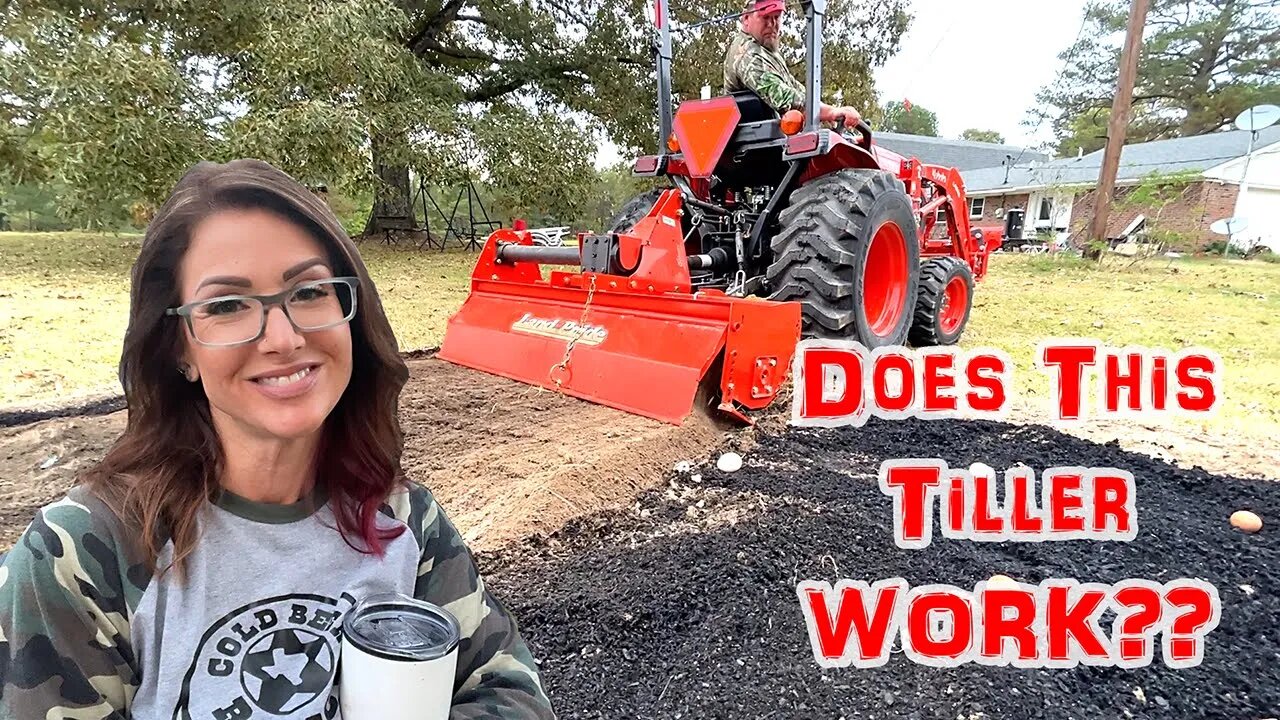 Planting Garlic With Our New Kubota LX2610 Tractor And Tiller Attachment