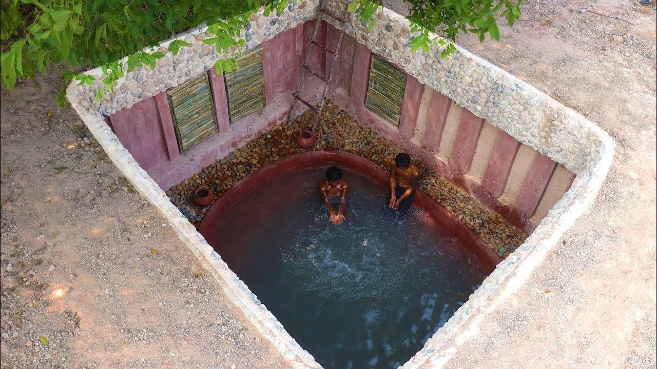 Dig To Build Swimming Pool In Front of Secret Underground House