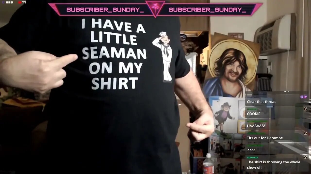 Perry Caravello shows off his new shirt