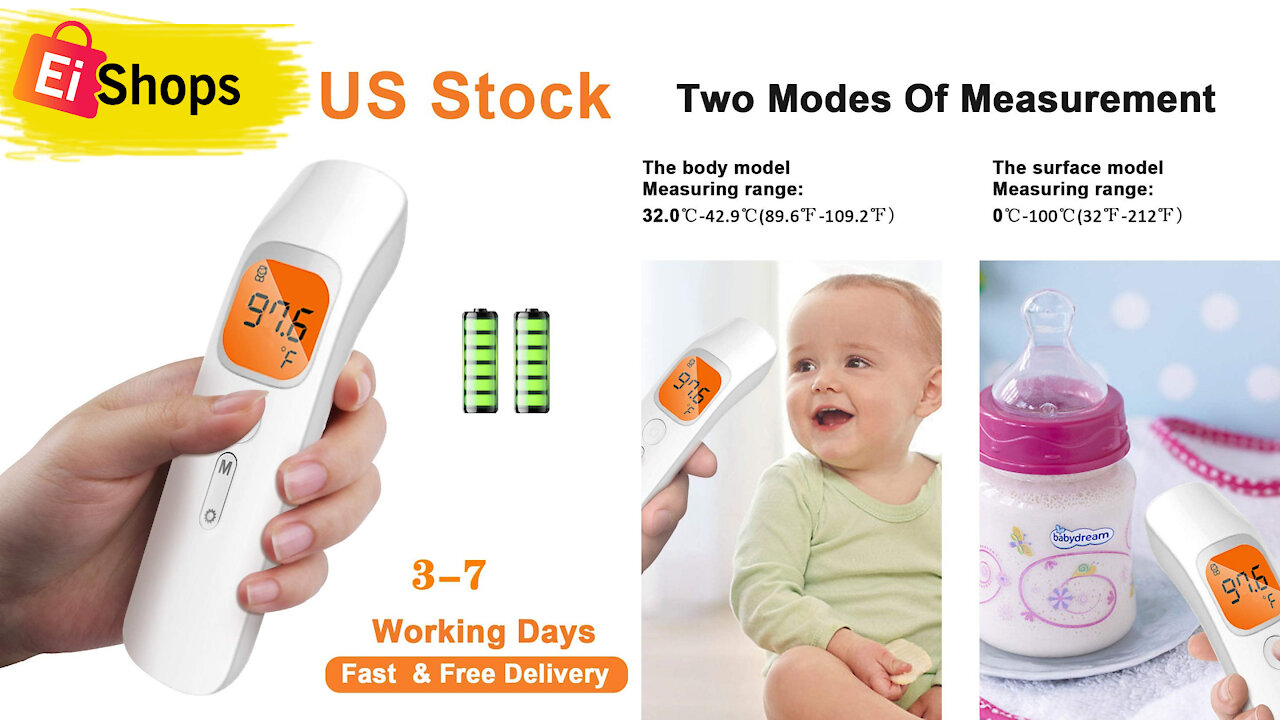 Non Contact Digital Forehead Thermometer with LCD Display | Eishops.com