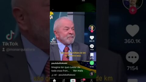 Lula mente mais uma vez falando que o Brasil tem 16 milhões de km de fronteira seca