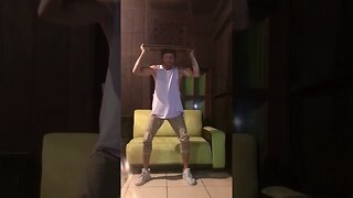 Squat exercise with furniture on head