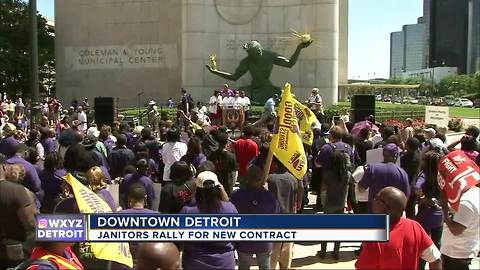 Janitors rally for new contract
