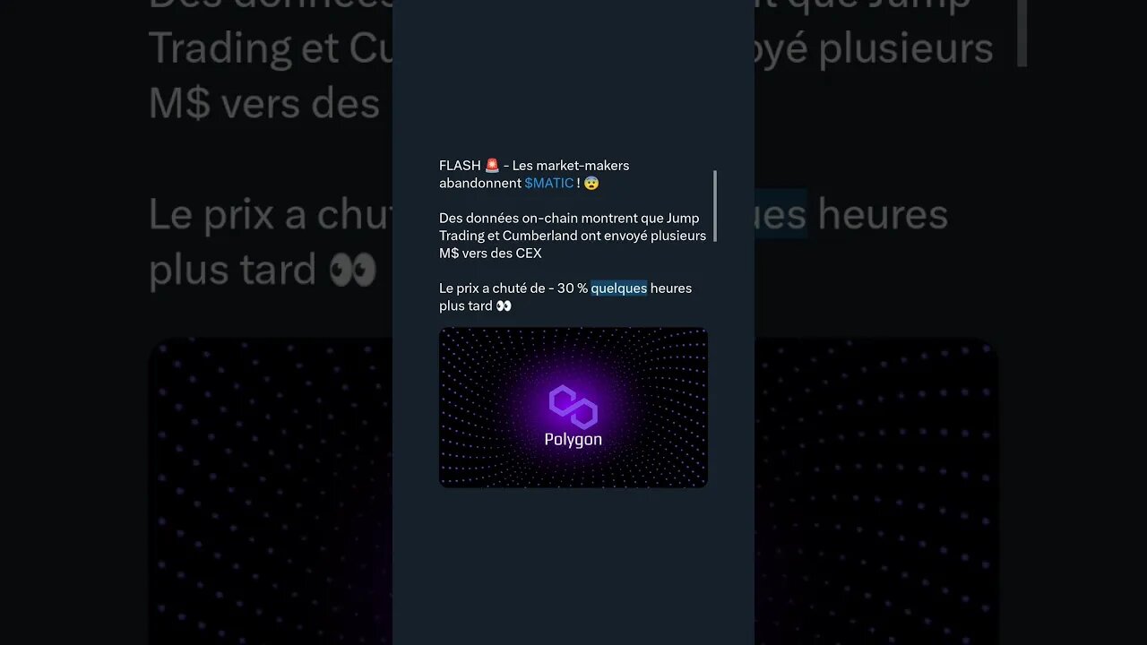 FLASH 🚨 - Les market-makers abandonnent $MATIC ! 😨