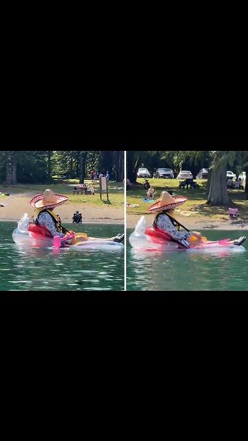 Lady is living her best life paddling & eating at the lake