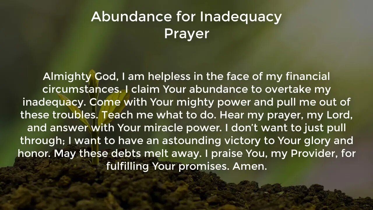 Abundance for Inadequacy Prayer (Miracle Prayer for Financial Help from God)