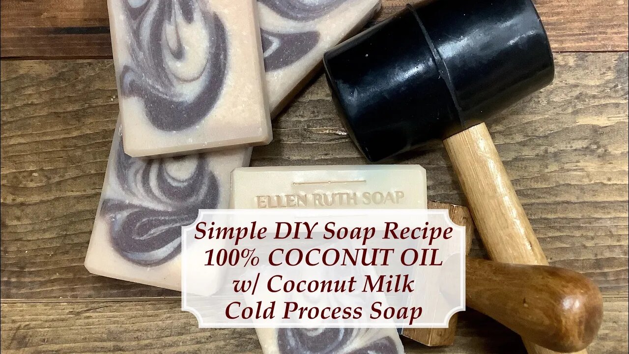DIY How to Make 100% COCONUT Oil Soap w/ Coconut Milk - Full Recipe Included | Ellen Ruth Soap