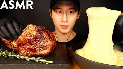 ASMR RIBEYE STEAK & STRETCHY CHEESE MUKBANG (No Talking) COOKING & EATING SOUNDS Zach Choi ASM