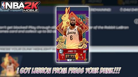 I played "Press Your Dunk" for Amber Lebron James" - NBA 2k Mobile!!!