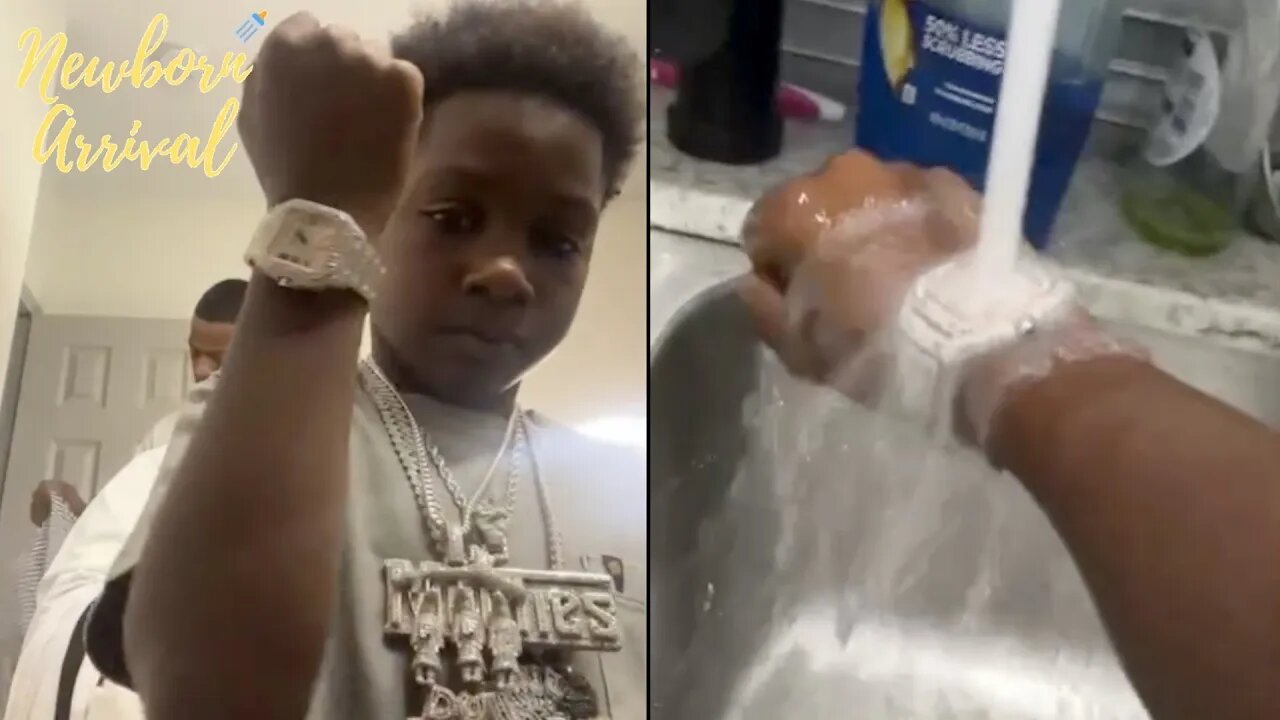 Finesse2Tymes Son TNA Lil King Soaks His New $40k Diamond Watch In Water To Prove It's Real! 😱