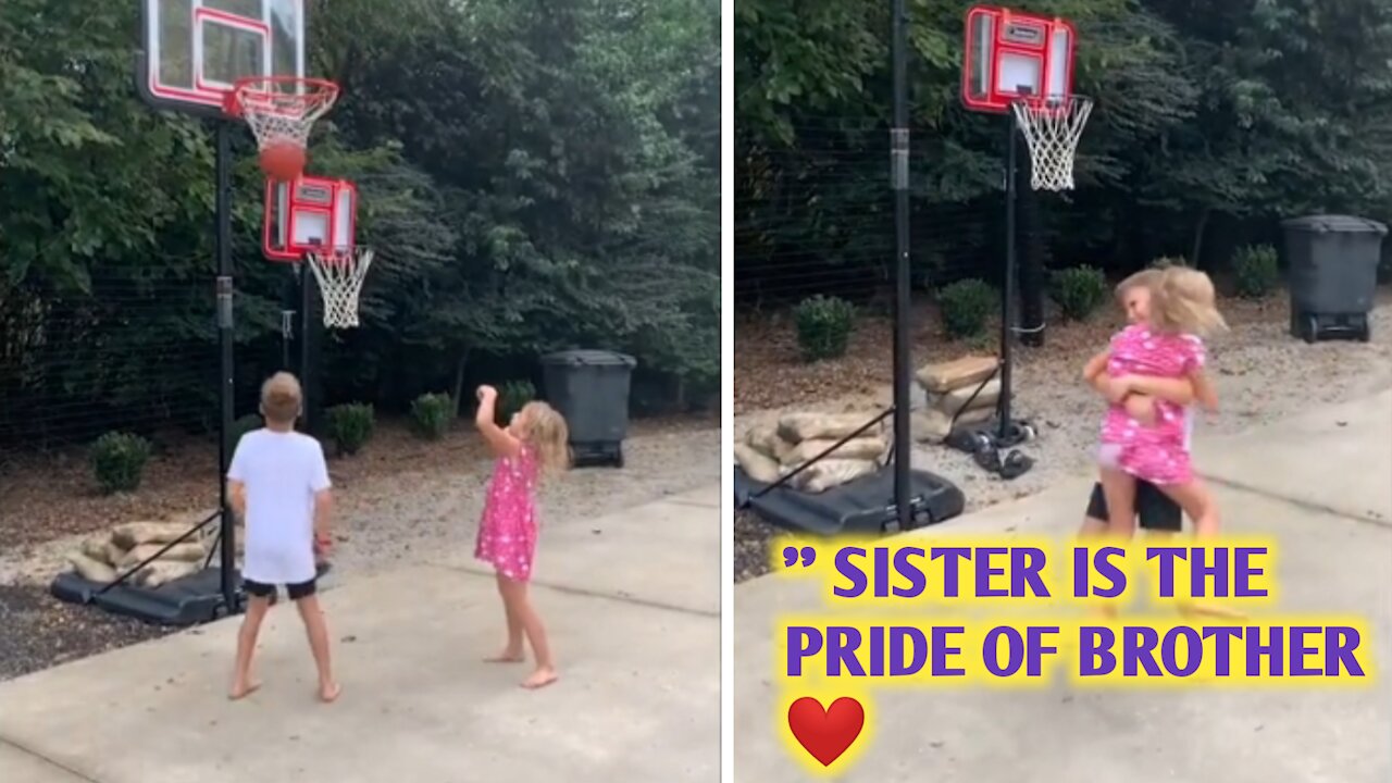 'Sibling Goals': Brother Lifts and Twirls Sister in Celebration After Her First Basketball Shot || Kid & baby