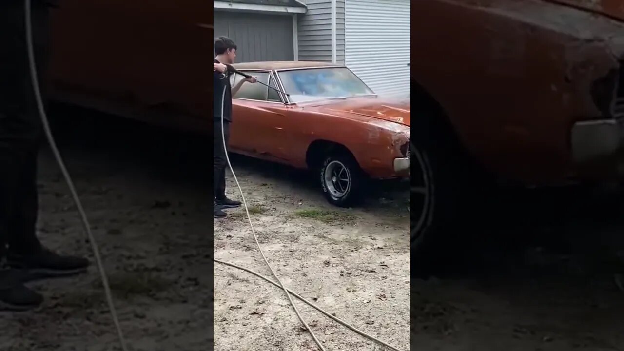 1969 Dodge Charger R/T Pressure Washing After 30 Years In A Car Port!