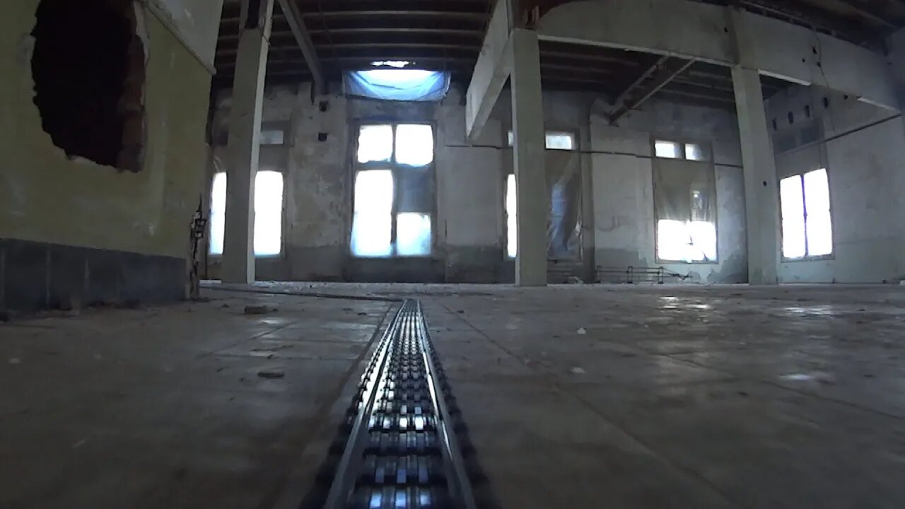 Long Lego train Ride in creepy large factory - Urban Exploring